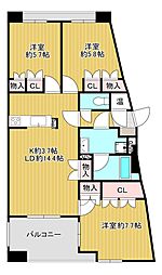 アメニス桜山寺B-2棟 3LDKの間取図画像