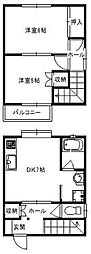 ひのきハイムC 2DKの間取図画像