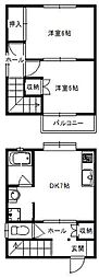 ひのきハイムC 2DKの間取図画像