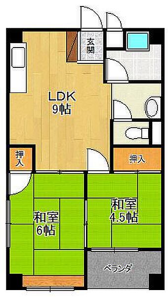 オーティハイツ広田 ｜兵庫県西宮市大社町(賃貸マンション2LDK・2階・43.55㎡)の写真 その2