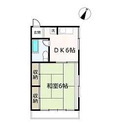パールハイツ 1DKの間取図画像