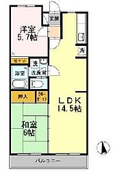 カサベルデU 2LDKの間取図画像