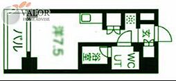 クラリッサ横浜フロード 9階ワンルームの間取り