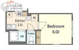 Oakwood蒔田 1階1Kの間取り