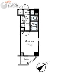 ルーブル溝の口参番館 6階1Kの間取り