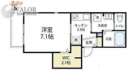 KSG第3ステージ 201 2階1Kの間取り