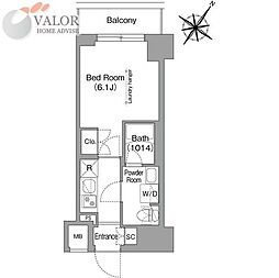 コンフォリア・リヴ横浜阪東橋 1Kの間取図画像