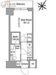 コンフォリア・リヴ横浜阪東橋 1Kの間取図画像