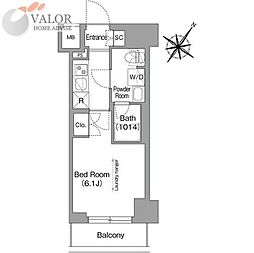 コンフォリア・リヴ横浜阪東橋 1Kの間取図画像