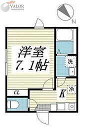 横浜市南区大岡1丁目アパート 1Kの間取図画像