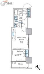 パークアクシス横濱関内スクエア 1LDKの間取図画像