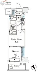 エル・セレーノ横浜 1DKの間取図画像