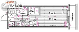 グランドガーラ横濱山下町 1Kの間取図画像