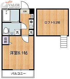 フルール井土ヶ谷 1Kの間取図画像