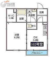 チェリーブロッサム東寺尾 1DKの間取図画像