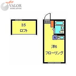 スティング新子安 ワンルームの間取図画像