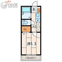 ステーションヴィラ大口2 1Kの間取図画像