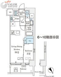 エル・セレーノ横浜 1LDKの間取図画像