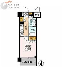 カスタリア武蔵小杉 1Kの間取図画像