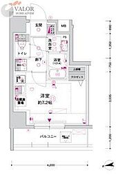 CREST TAPP川崎港町 ワンルームの間取図画像