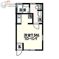 グラスヤマグチ 1Kの間取図画像