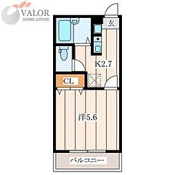 ピュアハイム 1Kの間取図画像