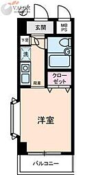 アムス川崎 ワンルームの間取図画像