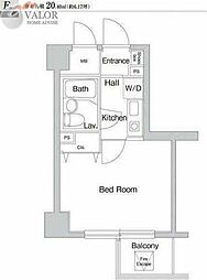 プライムアーバン川崎 1Kの間取図画像