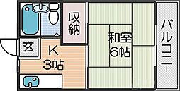 マルタマハイツ 1Kの間取図画像