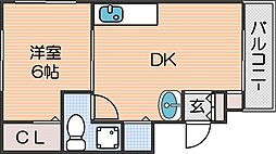 メゾン帝塚山 1DKの間取図画像
