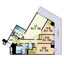ザ・パークハウス福岡タワーズWEST 3LDKの間取図画像