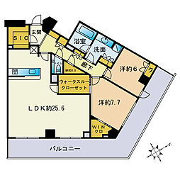 ザ・パークハウス福岡タワーズEAST 2SLDKの間取図画像