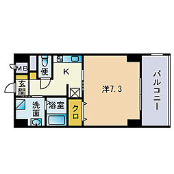 エティプリヌ地行 1階1Kの間取り