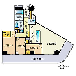 ザ・パークハウス福岡タワーズWEST 3LDKの間取図画像