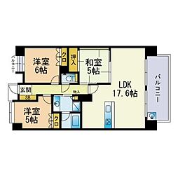 MJR六本松 3LDKの間取図画像