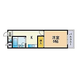 メゾン伊崎 1Kの間取図画像