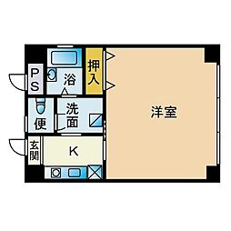 プレジール大濠公園 1Kの間取図画像