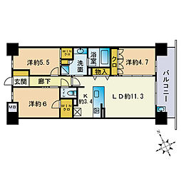 ジェイグラン六本松レジデンス 3LDKの間取図画像