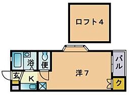 K,ハウス西公園 ワンルームの間取図画像