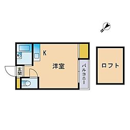 ドリームマーサー ワンルームの間取図画像