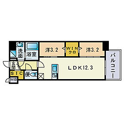 aLATO 六本松 2LDKの間取図画像
