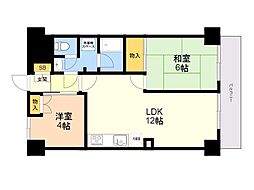 ライオンズマンション西公園第5 2LDKの間取図画像