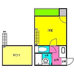 キーストーンコート 1Kの間取図画像
