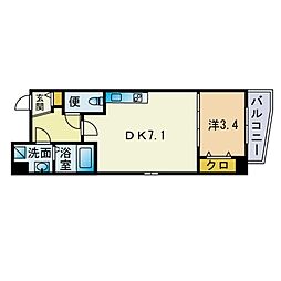 サンライズ今川 1DKの間取図画像