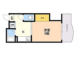 ニュー唐人コーポ 1Kの間取図画像