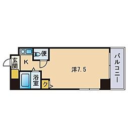 パンルネックスクリスタル大濠2 ワンルームの間取図画像
