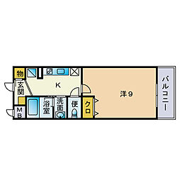 パークスクエア大濠 1Kの間取図画像