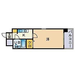 ラ・レジダンス・ド・大濠公園 ワンルームの間取図画像