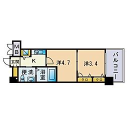 F.PARC西新 2Kの間取図画像