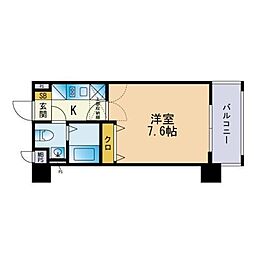 エンクレスト六本松 1Kの間取図画像